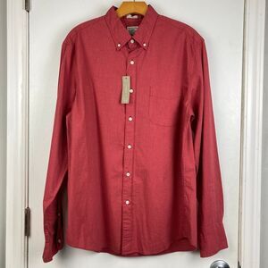 J Crew NWT Men’s Secret Wash Red Button Down Cotton Long Sleeve Shirt Slim Fit L